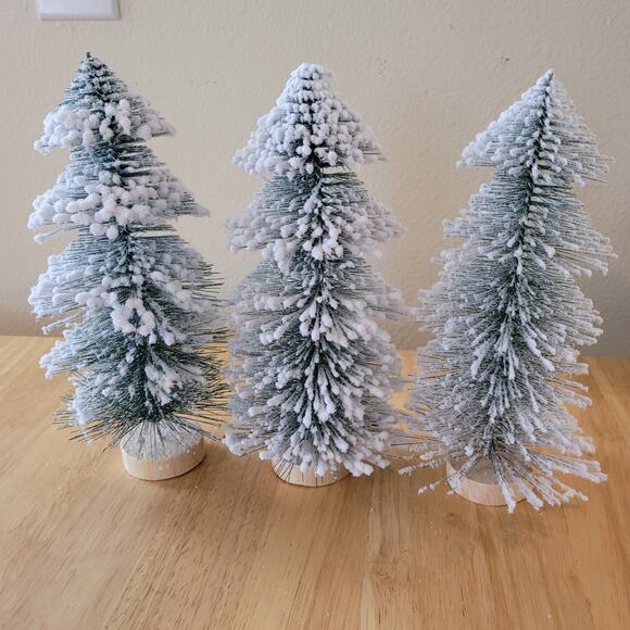 COPY - 8.5 inch heavily flocked bottle brush realistic trees Holiday Christmas - Picture 1 of 3